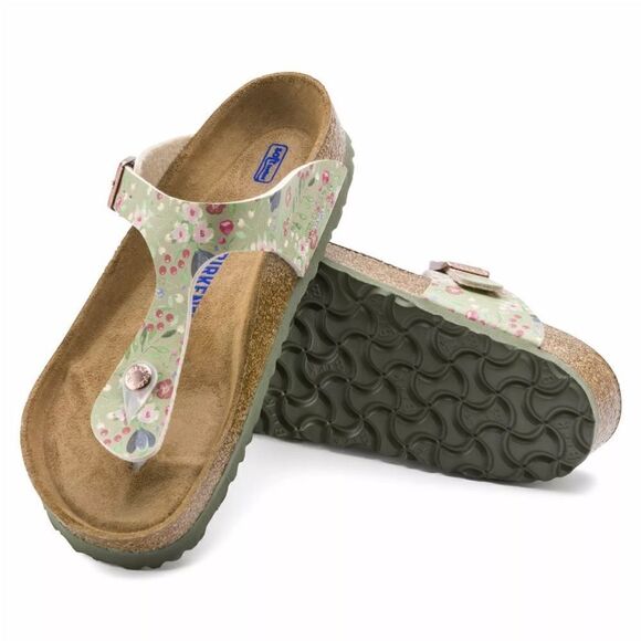 Birkenstock Birko Flor GIZEH Meadow Flowers Khaki SOFT FOOTBED - Picture 1 of 13